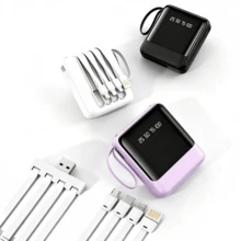 AMAZING VISION Practical And Functional Gift: 10000mAh Portable Charger With Built-In Cables, Fast Charging, Compact Design, Compatible With All Smartphones - Random - View 10