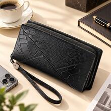 HOVI'S Men's Clutch Handbag, Large Capacity Double Zipper Hand Purse, Multi‑Card Slots Multiple Inner Pockets Phone Holder Pouch With Detachable Wrist Strap - Multicolor - View 5