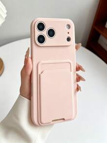 1 Buah Casing Ponsel Warna Merah Muda Muda dengan Slot Kartu Terintegrasi Kompatibel untuk iPhone 18 Pro Max/18 Pro/17 Air/17/16 Pro Max/16/15 Pro Max/15/14/13/12/11 Series, Perlindungan Kamera Penuh yang Ditinggikan, Casing Pelindung TPU Lembut Tahan Guncangan dan Goresan, Dompet Kartu Ponsel Slim Fit Warna Polos Minimalis, Cocok untuk Remaja Perempuan dan Anak Perempuan - Berwarna merah muda - View 3