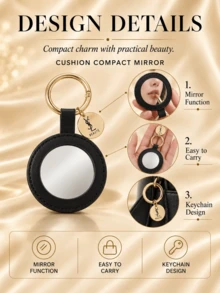 YSL Saint Laurent Compact Mirror, 7.4*5.6cm, Portable Scratch-Resistant Faux Leather, Perfect For On-The-Go Touch-Ups - Black - View 6