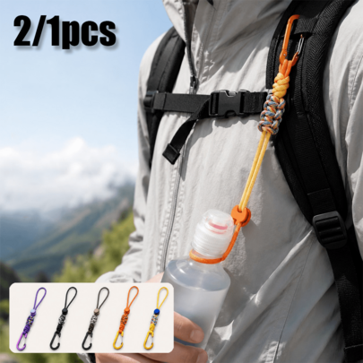 2 piezas/1 pieza Correa portátil para botella de agua con llavero, clip de aleación de aluminio resistente, correa para hombro de botella de agua, accesorios para botella de agua, múltiples colores disponibles, adecuado para regreso a la escuela, fitness, picnic, camping, actividades al aire libre, gancho, botella de agua