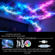 BINDLAN Lampu Awan Petir RGB, Lampu Awan LED Sinkronisasi Musik, Dekorasi Langit-langit Awan Berubah Warna DIY, Lampu Suasana Impian untuk Kamar Tidur, Ruang Bermain Game, Asrama, Pesta, dan Dekorasi Rumah - Beraneka warna - View 7