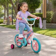 THE BABY SHOP Bicicleta Infantil Rodada 12 con Ruedas de Entrenamiento y Asiento Ajustable Unibike para Niños 4-6 Años - Rosa - Ver 1