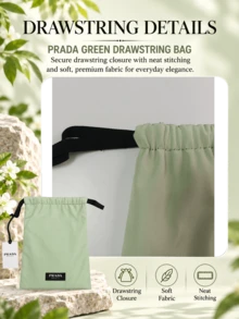 Prada Green Drawstring Bag, 16*0.5*22 Cm, Soft And Lightweight Fabric, Drawstring Closure, Perfect For Storing Makeup And Small Essentials On The Go - Green - View 7