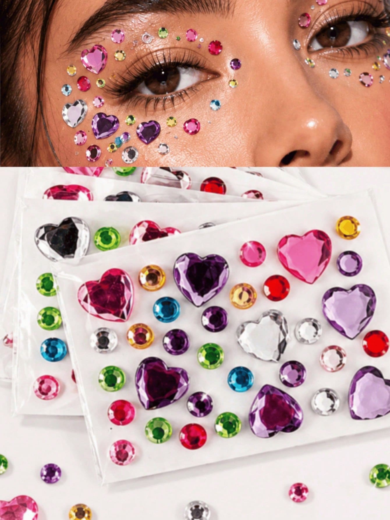 100/80/70/60/50/40/30/20/10/5/1pc Random Style, 3D Acrylic Gem Stickers, Self-Adhesive Shiny Rhinestone Decals, Halloween, Christmas, Valentine's Day Gift Music Festival Face Decoration DIY Handmade Sticker Phone Case Guitar Helmet Luggage Tablet Hair Clip Desktop Party Decor Gem Sticker.