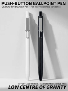 Black And White Matte Pen Holder, Quick Drying Double Bead CS Pen Tip, Press Neutral Pen - Black Ink Refill - View 3