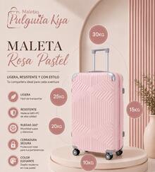 Maletas de viaje, 10, 15, 20, 25, 30 y 35 kg, Plástico ABS, difernetes colores, llantas giratorias y manija telescópica - Rosa - Ver 1