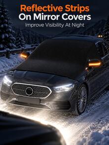 Car Snow Cover, Windshield Protector, Windproof/Snowproof/Frostproof Cover. Oxford Cloth Material, Upgraded Extended Version. Scratch-Proof For Winter Snow & Ice Days, Fits Sedans & Suvs. With Side Mirror Covers - A - View 3