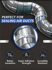 1 Roll Heavy Duty Aluminum Foil Tape, High Temperature Resistant Waterproof Oil-Proof Self-Adhesive Silver Tape, Suitable For Kitchen Stove Gaps, Air Conditioning Pipes, Home Repair Sealing - Silver - View 5