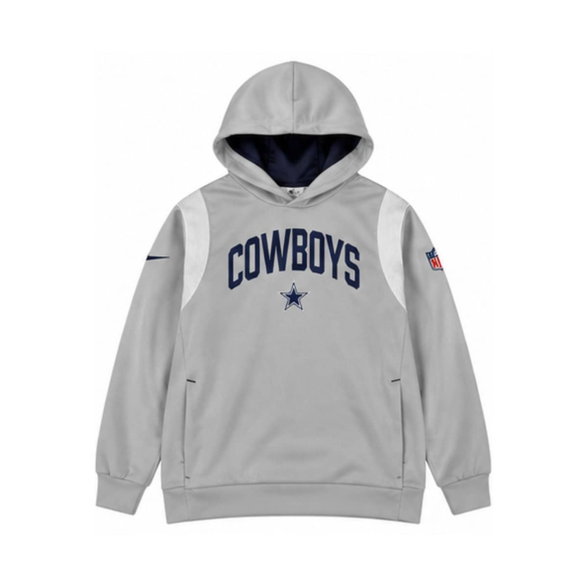 Sweatshirt Berkerudung dengan Tali Serut dan Cetakan Logo Nike NFL Cowboys, Abu-abu Muda, Ukuran Dewasa - Grey - View 1