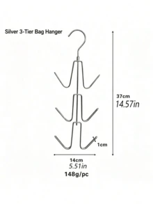Multi-Layer Metal Hanging Handbag Storage Rack, Closet Organizer With Multiple Hooks, Suitable For Handbags, Belts, Ties And Shoulder Bags, Vertical Design Maximizes Closet Space, Prevents Handbag Deformation - Multicolor - View 6