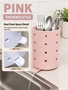 1pc Kitchen Utensil Holder With Drainage Spout, Sink Side Utensil Storage Box, Suitable For Forks, Spoons, Chopsticks And Kitchen Tools, Ventilated Countertop Storage Basket, Direct Drainage, Compact Kitchen Sink Storage Rack, Suitable For Home, Apartment, Dormitory Countertop Storage - View 18