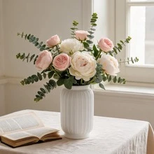 1pc White Plastic Vase, Premium Ins Style Decorative Flower Arrangement Dried Flower Holder - A - View 5