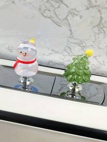2pcs Creative Cute Snowman Christmas Tree Toilet Flush Button Stickers - Toilet Tank Button Aid Tool - Protect Nails/Long Nails - Bathroom Accessories & Holiday Decor - Christmas Theme - Multi-color - View 4