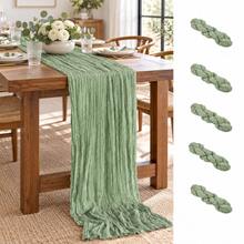 16 Pack Sage Green Cheesecloth Table Runner, Boho Gauze Table Runners, Soft Semi-Sheer Crinkled Cheese Cloth Fabric, Rustic Table Decor For Wedding Reception, Bridal Shower, Baby Shower, Birthday Party, Christmas, Thanksgiving, Banquet,And Decor - Sage Green - View 7