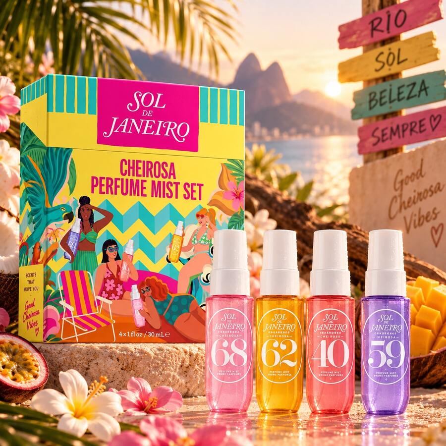 Sol de Janeiro مجموعة رذاذ عطر سول دي جانييرو تشيروسا 68 /62 /40 /59 - مجموعة رذاذ عطر من 4 قطع، 30 مل لكل منها - عطور متنوعة - مشاهدة 1