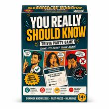 YOU REALLY SHOULD KNOW Trivia Card Game With 110 Cards And More Than 400 Common Knowledge Questions Funny Quiz Party Game Fast Paced Tabletop Challenge For Family Game Night Friends Parties Travel Gatherings Brain Teaser Gift For Trivia Lovers - Black - View 5