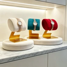 Modern Non-Slip Aluminum Base Velvet Jewelry Display Stand, Watch & Bracelet Display Prop, Suitable For Boutique Counter, Live Streaming, Photography, Perfect Gift Choice - Same Style, Multiple Colors - View 5