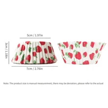 Strawberry Pattern Greaseproof Paper Muffin Liners, Disposable Cupcake Cups, Gradient Color Baking Cake Liners, Suitable For Baking Paper Cups And Muffin Cups Packaging, Suitable For Cakes, Candy Making, Suitable For Holidays, Weddings, Valentine's Day And Various Anniversaries. - Strawberry Cake Cupcake Liners - View 4