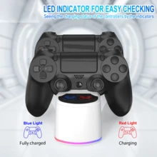 P4 Controller RGB Dual Charging Base 1.8H Fast Charging Dual Controller Charging LED Indicator Light Colorful Atmosphere Light Compatible With P4 Slim/Pro Dual Slot Charging Stand Gaming Accessories - White-colored Lights - View 4