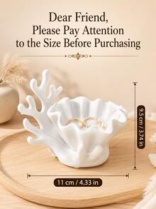 1pc White Deer Horn Shell Shaped Jewelry Tray, Multi-Functional Vanity Organizer, Decorative Desktop Storage Box, Suitable For Necklaces, Rings, Earrings, Applicable For Vanity, Bedroom, Home Aesthetic Decor, Wedding, Bridesmaid Gift, Room Decoration, Jewelry Storage - Multicolor - View 8
