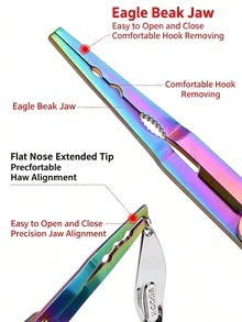 Multi-Piece Eagle Beak + Cloth Bag + Lanyard Portable Fishing Set, Eagle Beak Ring Opener, Fish Hook Remover, Fish Lip Gripper, Fish Scale Remover, Telescopic Buckle, Fishing Pliers, Essential For Outdoor Enthusiasts, Battery Not Included - Multicolor - View 6