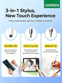 UGREEN LP952 Capacitive Stylus Touch Screen Pen Universal Magnetic Stylus For IPad, Huawei, Apple, Xiaomi, Android, Honor, Switch - White - View 2