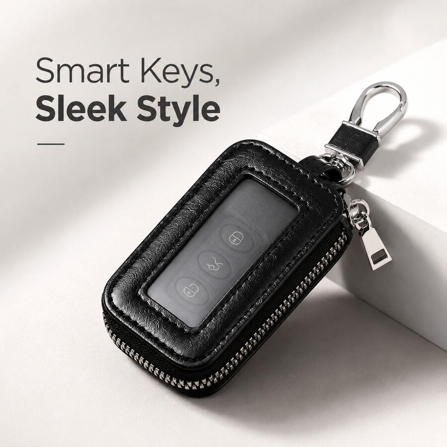 Transparent Window Key Pouch, Universal Car Remote Key Holder, Women's Home Key Bag, Waist Hanging, Business Versatile, Large Capacity, Minimalist Keychain Bag, Unisex - Multicolor - View 1
