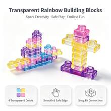 KNYYSECQ Children's Transparent Rainbow Building Blocks Toy - Stacking And Assembling Blocks, A Gift For Parent-Child Interaction For Boys And Girls - Multicolor - View 2