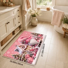 1PC Christmas Pink Gnome Faux Cashmere Kitchen Mat Floor,Soft Quick-Dry Anti-Slip Easy-Care, Christmas Decor Home, Kitchen Decor And Accessories, Christmas Decrations, Room Decor, House Decor, Entryway Rug, Christmas Gift, 2PCS Set - Multicolor - View 10