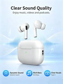 True Wireless Bluetooth Earbuds, Compatible With Apple And Android, Built-In Microphone, Sweat-Proof, Up To 24 Hours Battery Life, White, Earphones > Wireless, Airbud's, Earphones, Over-Ear Headphones - White - View 2