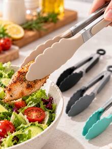 4pcs/2pcs/1pc Stainless Steel Kitchen Tongs With Silicone Tips, Heat Resistant Food Clips, Suitable For Grilling, Cooking, BBQ, Salad, Baking And Kitchen Use, Non-Slip Cooking Tools - Multicolor - View 5