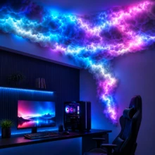 BINDLAN Lampu Awan Petir RGB, Lampu Awan LED Sinkronisasi Musik, Dekorasi Langit-langit Awan Berubah Warna DIY, Lampu Suasana Impian untuk Kamar Tidur, Ruang Bermain Game, Asrama, Pesta, dan Dekorasi Rumah - Beraneka warna - View 3