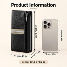 HOVI'S Dompet Clutch Pergelangan Tangan Panjang Pria, Tas Tangan Bisnis Kapasitas Besar Dekorasi Motif Garis, Kantong Tangan Multi-Resleting dengan 8 Slot Kartu dan Tali Pergelangan yang Dapat Dilepas - MultiWarna - View 9