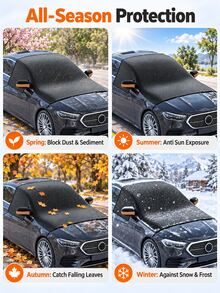 Car Snow Cover, Windshield Protector, Windproof/Snowproof/Frostproof Cover. Oxford Cloth Material, Upgraded Extended Version. Scratch-Proof For Winter Snow & Ice Days, Fits Sedans & Suvs. With Side Mirror Covers - A - View 7