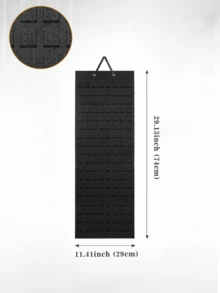 No-Drill Wall-Mounted Earring Storage Rack, Large Black Felt Jewelry Storage Bag, Multi-Hook Design, No-Nail Hanging Roll-Up Jewelry Organizer For Vanity Or Travel - Multicolor - View 12