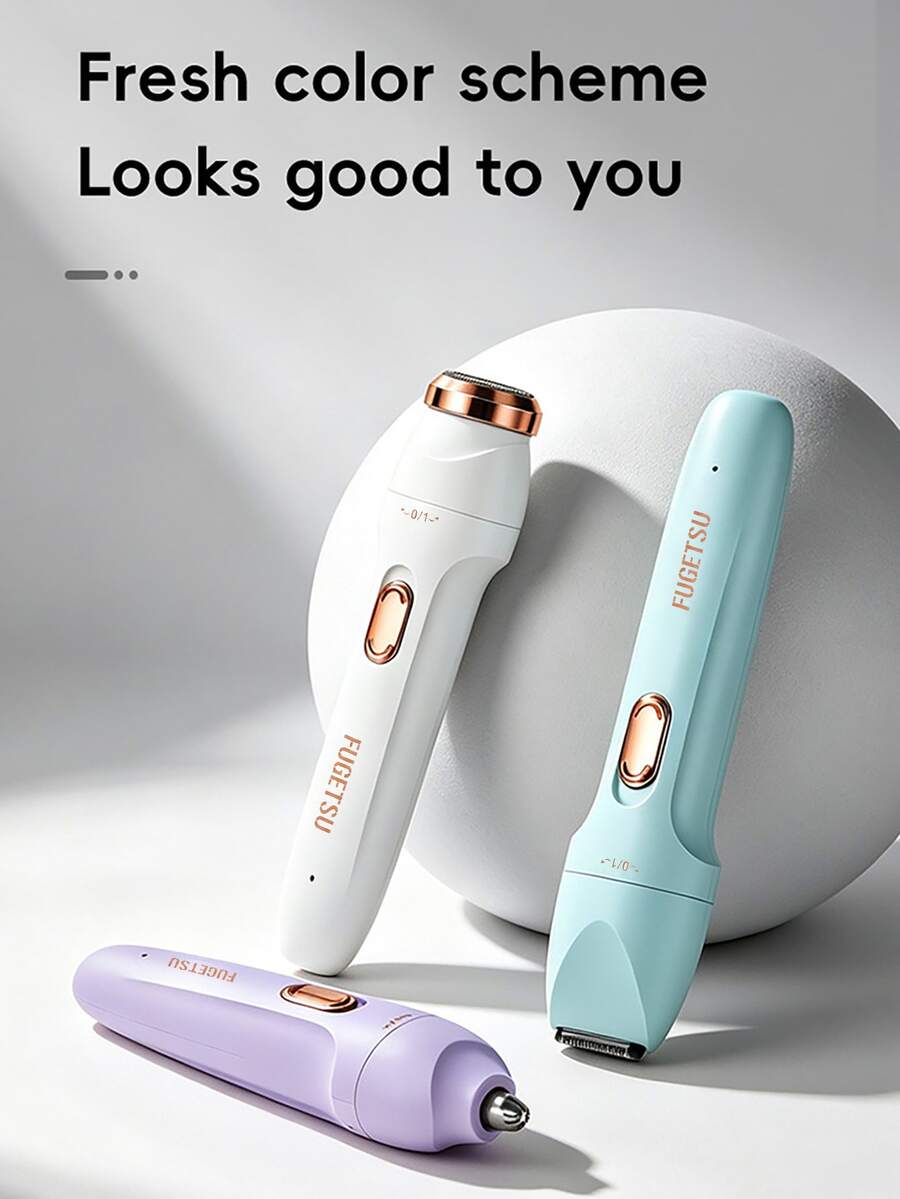 女性電動刮鬍刀 多功能便攜式剃毛器 適用腋下、鼻毛、眉毛、私密處修剪與除毛，男女通用私密處除毛裝置