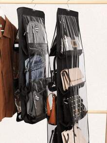 6/8 Slot Space-Saving Bag Storage Organizer, Multi-Layer Hanging Handbag & Wallet Organizer, Mesh Space-Saving Bag Organizer, Multi-Layer Hanging Handbag & Wallet Organizer, Suitable For Closet, Bag Storage Rack, Foldable Design, Convenient To Store When Not In Use, Easy To Carry. Suitable For Your Bedroom, Living Room, Hallway, Closet, Wardrobe Or Shelf. - White - View 12