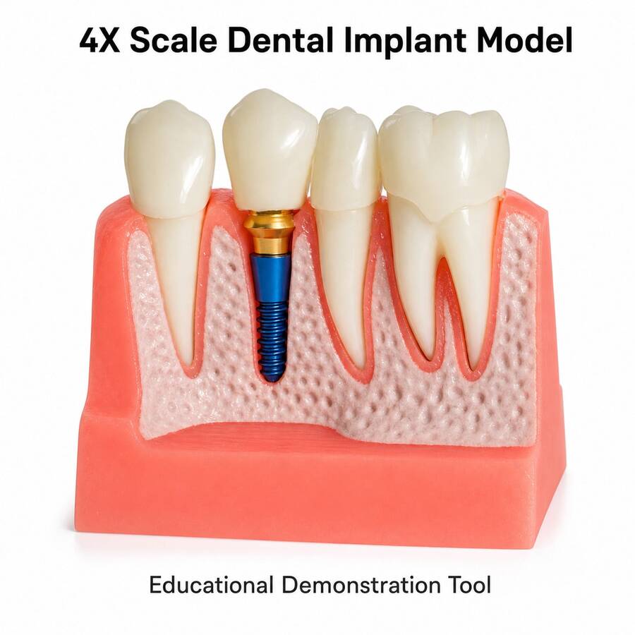 1pc/1 Sets 4X Scale Dental Implant Demonstration Model, Removable Crown Teeth Structure Display Model, Oral Anatomy Display Tool For Study & Presentation