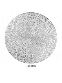1/4/6/8/12pcs 15 Inch PVC Silver Round Placemats, Fireworks Pattern, 15 Inch Washable Placemats Suitable For Dining, Events, Banquets, Weddings, Bridal Showers, Daily Home Use - Silver - View 13