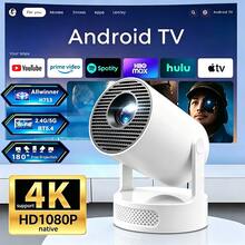 HY300 Smart Android 11 Mini Manual Focus Projector, Compatible With Apple & Android | Supports 4K/1080P, WiFi6 And Bluetooth 5.0, Portable Home Cinema With Auto Horizontal Correction, Suitable For Outdoor Movie Projection In Low Light (White, EU Plug) - White U Europe - View 2