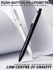 Black And White Matte Pen Holder, Quick Drying Double Bead CS Pen Tip, Press Neutral Pen - Black Ink Refill - View 5