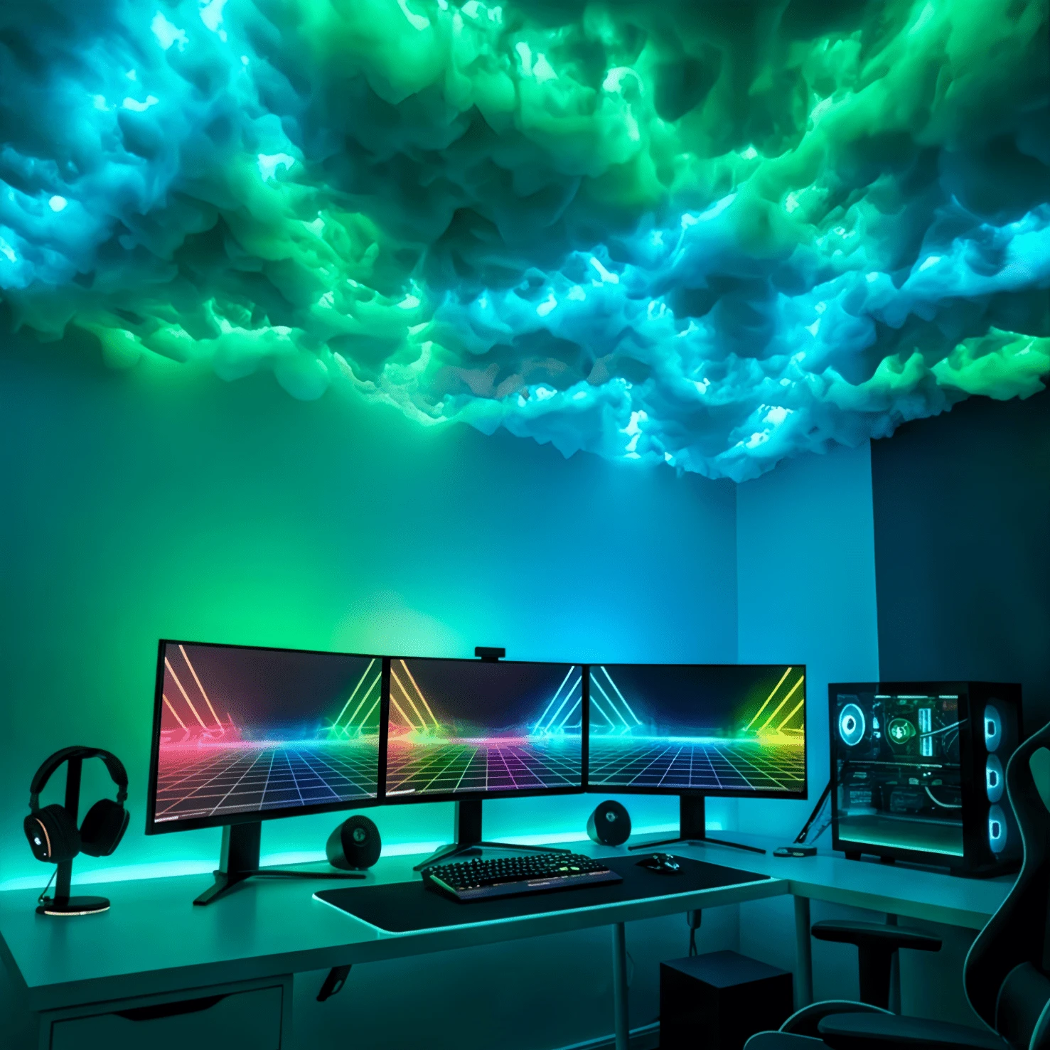 BINDLAN RGB Cloud Light, 3D Thunderstorm Cloud Light Strip With Music Sync Color Changing Effect, DIY Cloud Ceiling Decoration, Dreamy Atmosphere Lighting, Suitable For Bedroom, Game Room, Party, Christmas And Holiday Decor