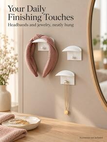 10pcs No-Drill Plastic Wall Mounted Baseball Cap Storage Hooks, Minimalist Home Style Black/White Optional Curved Wide Tray Double Layer Hanging Point Design Baseball Cap Jewelry Headphone Multi-Function Storage Rack, Suitable For Entryway Bedroom Closet All Season Storage - Set - View 6