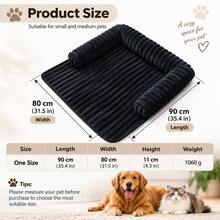 Anti-Scratch Pet Mat Cat Dog Pad New Plush Thickened Non-Slip Sofa Dog Bed - Black - View 8