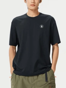 CAMEL CROWN Unisex Summer Short Sleeve T-Shirt, 3-Way Protection Comfort Cotton, Versatile Oil-Resistant Breathable Tee - Phantom Black - View 1