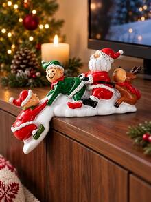 Santa Claus Elf Reindeer Christmas Shelf Decor, Cute Shelf Sitter Figurine With Hanging Edge Design For Mantel, Fireplace, Entryway, Bookshelf And Holiday Tabletop Decor - 1PC - View 5