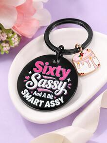 1pc/3pcs 60th Birthday Keychain For Women, Sixty Sassy Black Bag Charm With Pink Cake Pendant, Milestone Keepsake, Birthday And Christmas Gift - Multicolor - View 8