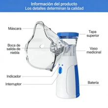 Nebulizador de malla portátil silencioso, inhalador ultrasónico recargable USB, equipo de cuidado respiratorio para uso doméstico, incluye mascarillas para niños y adultos - Ver 2