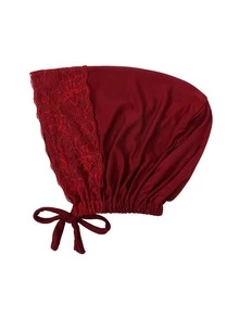1pc Women's Lace Trim Adjustable Tie Inner Cap, Soft Modal Elastic Headscarf Inner Cap, Breathable Sleep Cap Chemotherapy Head Wrap, Multiple Colors Available - Multicolor - View 20